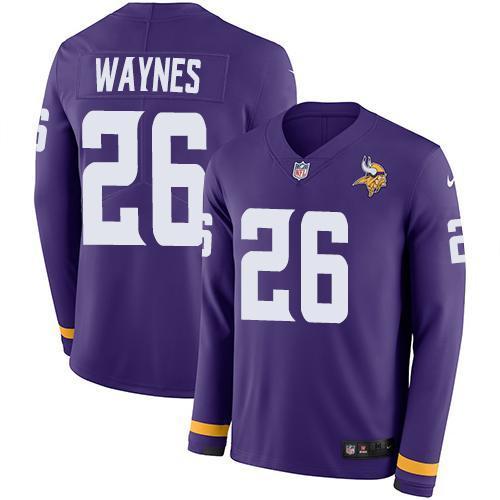 Nike Minnesota Vikings #26 Trae Waynes Purple Team Color Stitched NFL Limited Therma Long Sleeve Jersey