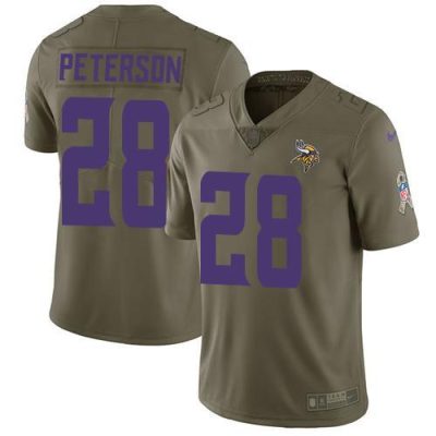 Nike Minnesota Vikings #28 Adrian Peterson Olive Stitched NFL Limited 2017 Salute to Service Jersey