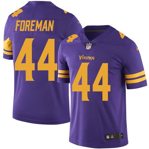 Nike Minnesota Vikings #44 Chuck Foreman Purple Stitched NFL Limited Rush Jersey