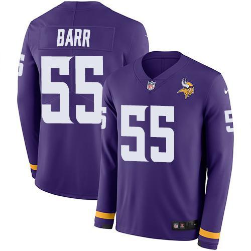 Nike Minnesota Vikings #55 Anthony Barr Purple Team Color Stitched NFL Limited Therma Long Sleeve Jersey