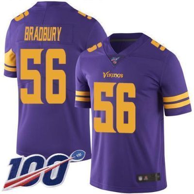 Nike Minnesota Vikings #56 Garrett Bradbury Purple Stitched NFL Limited Rush 100th Season Jersey