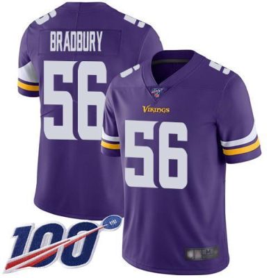 Nike Minnesota Vikings #56 Garrett Bradbury Purple Team Color Stitched NFL 100th Season Vapor Limited Jersey