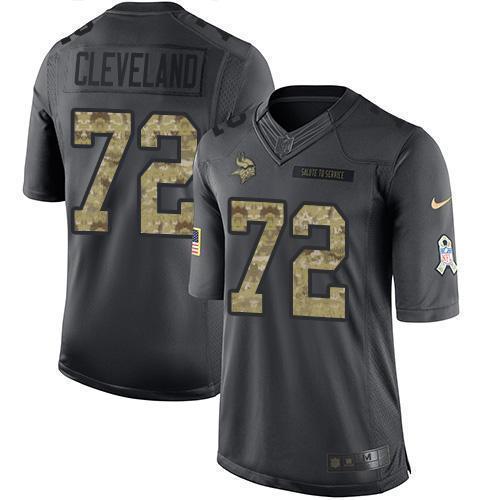 Nike Minnesota Vikings #72 Ezra Cleveland Black Stitched NFL Limited 2016 Salute to Service Jersey