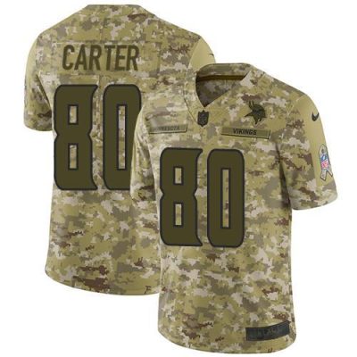 Nike Minnesota Vikings #80 Cris Carter Camo Stitched NFL Limited 2018 Salute To Service Jersey