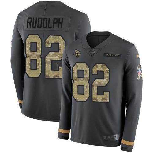 Nike Minnesota Vikings #82 Kyle Rudolph Anthracite Salute to Service Stitched NFL Limited Therma Long Sleeve Jersey