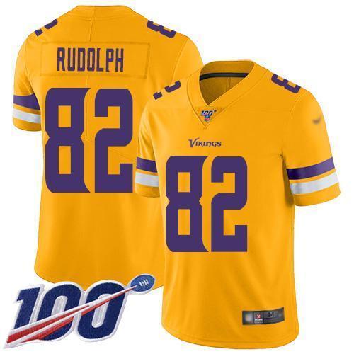 Nike Minnesota Vikings #82 Kyle Rudolph Gold Stitched NFL Limited Inverted Legend 100th Season Jersey