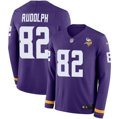 Nike Minnesota Vikings #82 Kyle Rudolph Purple Team Color Stitched NFL Limited Therma Long Sleeve Jersey