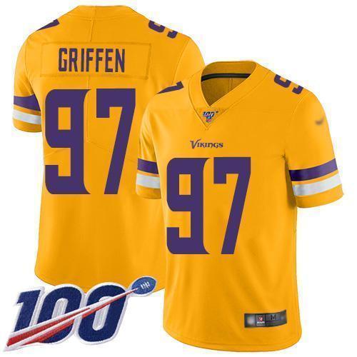 Nike Minnesota Vikings #97 Everson Griffen Gold Stitched NFL Limited Inverted Legend 100th Season Jersey