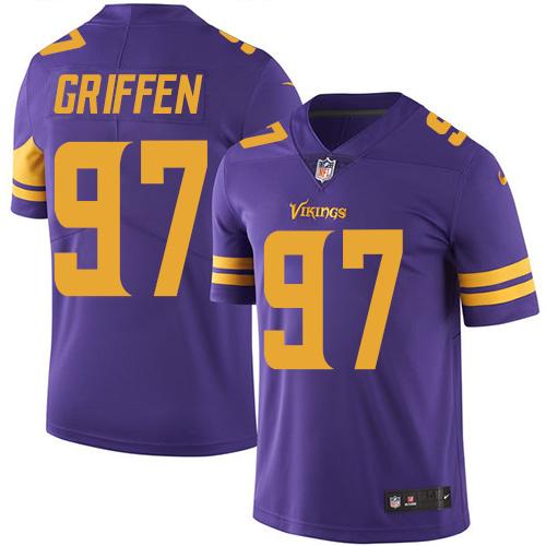 Nike Minnesota Vikings #97 Everson Griffen Purple Stitched NFL Limited Rush Jersey