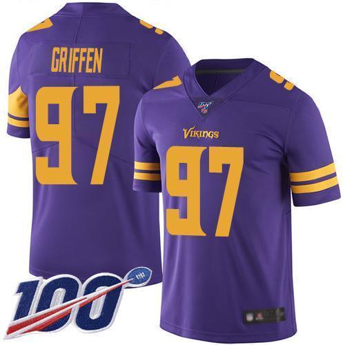 Nike Minnesota Vikings #97 Everson Griffen Purple Stitched NFL Limited Rush 100th Season Jersey