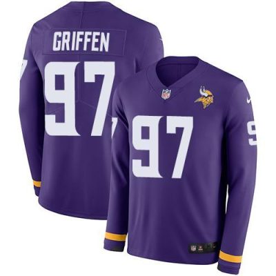 Nike Minnesota Vikings #97 Everson Griffen Purple Team Color Stitched NFL Limited Therma Long Sleeve Jersey