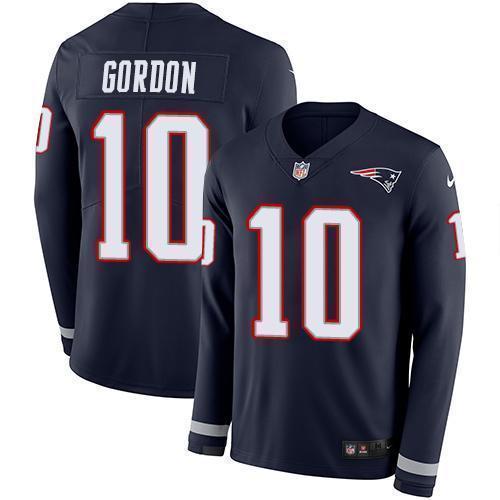 Nike New England Patriots #10 Josh Gordon Navy Blue Team Color Stitched NFL Limited Therma Long Sleeve Jersey