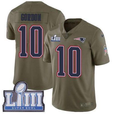 Nike New England Patriots #10 Josh Gordon Olive Super Bowl LIII Bound Stitched NFL Limited 2017 Salute To Service Jersey