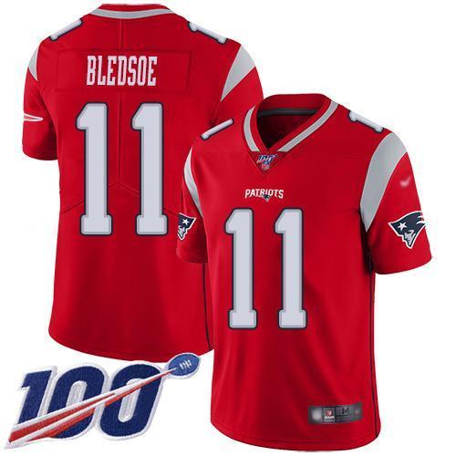 Nike New England Patriots #11 Drew Bledsoe Red Stitched NFL Limited Inverted Legend 100th Season Jersey