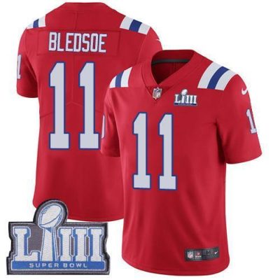 Nike New England Patriots #11 Drew Bledsoe Red Alternate Super Bowl LIII Bound Stitched NFL Vapor Untouchable Limited Jersey