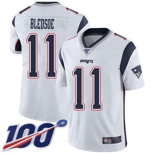Nike New England Patriots #11 Drew Bledsoe White Stitched NFL 100th Season Vapor Limited Jersey