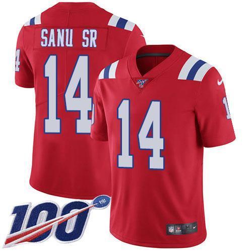Nike New England Patriots #14 Mohamed Sanu Sr Red Alternate Stitched NFL 100th Season Vapor Limited Jersey
