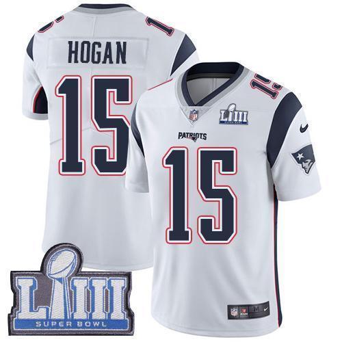 Nike New England Patriots #15 Chris Hogan White Super Bowl LIII Bound Stitched NFL Vapor Untouchable Limited Jersey