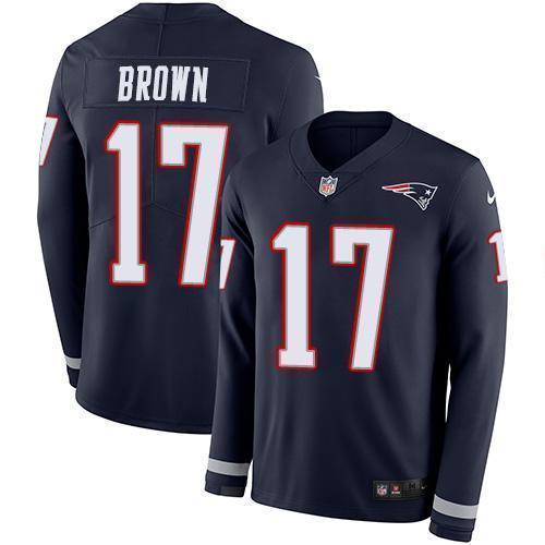 Nike New England Patriots #17 Antonio Brown Navy Blue Team Color Stitched NFL Limited Therma Long Sleeve Jersey