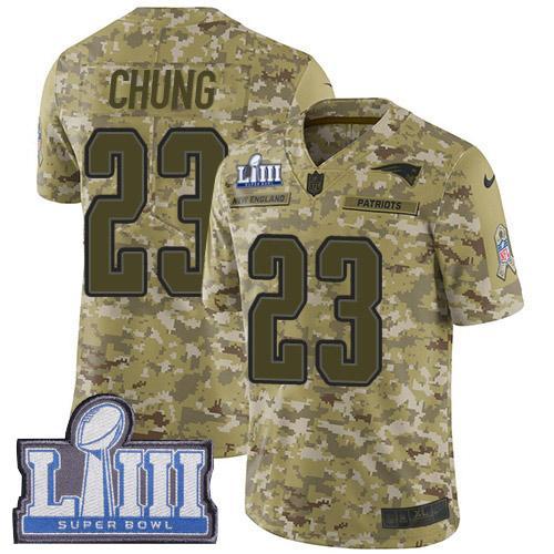 Nike New England Patriots #23 Patrick Chung Camo Super Bowl LIII Bound Stitched NFL Limited 2018 Salute To Service Jersey