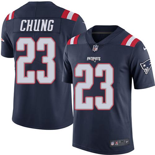 Nike New England Patriots #23 Patrick Chung Navy Blue Stitched NFL Limited Rush Jersey