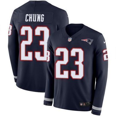 Nike New England Patriots #23 Patrick Chung Navy Blue Team Color Stitched NFL Limited Therma Long Sleeve Jersey