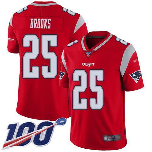 Nike New England Patriots #25 Terrence Brooks Red Stitched NFL Limited Inverted Legend 100th Season Jersey