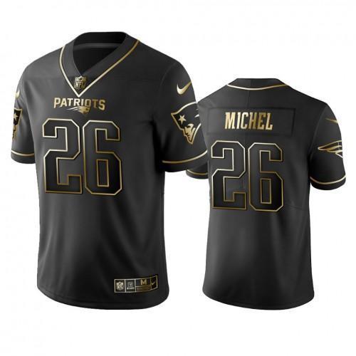 Nike New England Patriots #26 Sony Michel Black Golden Limited Edition Stitched NFL Jersey