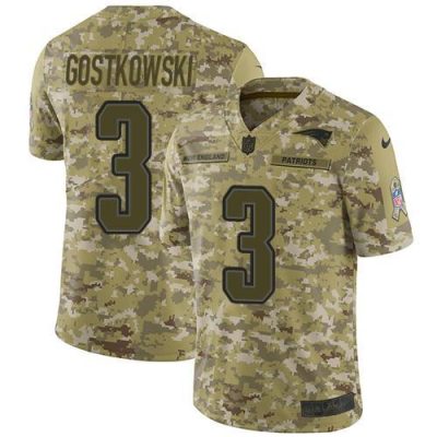 Nike New England Patriots #3 Stephen Gostkowski Camo Stitched NFL Limited 2018 Salute To Service Jersey