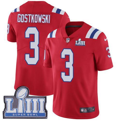 Nike New England Patriots #3 Stephen Gostkowski Red Alternate Super Bowl LIII Bound Stitched NFL Vapor Untouchable Limited Jersey