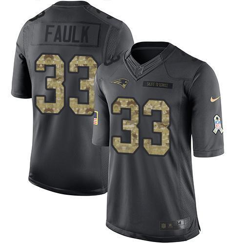 Nike New England Patriots #33 Kevin Faulk Black Stitched NFL Limited 2016 Salute To Service Jersey