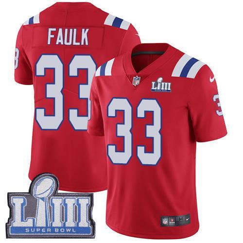 Nike New England Patriots #33 Kevin Faulk Red Alternate Super Bowl LIII Bound Stitched NFL Vapor Untouchable Limited Jersey