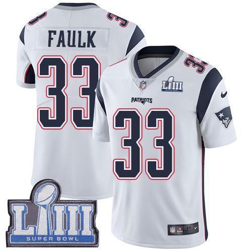 Nike New England Patriots #33 Kevin Faulk White Super Bowl LIII Bound Stitched NFL Vapor Untouchable Limited Jersey