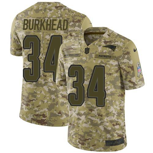 Nike New England Patriots #34 Rex Burkhead Camo Stitched NFL Limited 2018 Salute To Service Jersey
