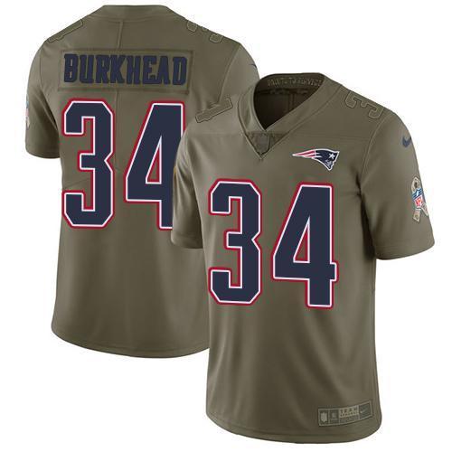 Nike New England Patriots #34 Rex Burkhead Olive Stitched NFL Limited 2017 Salute To Service Jersey