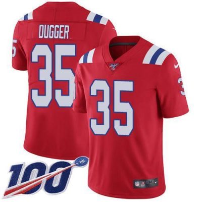 Nike New England Patriots #35 Kyle Dugger Red Alternate Stitched NFL 100th Season Vapor Untouchable Limited Jersey