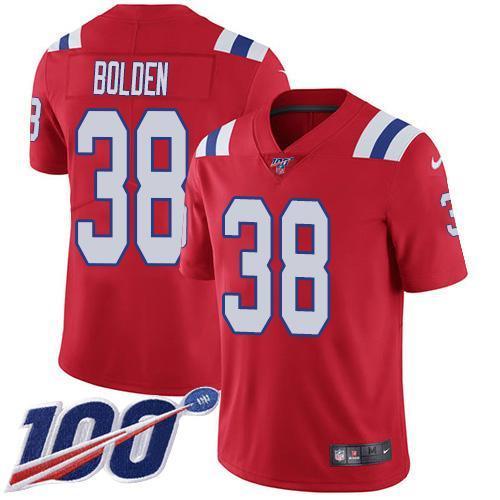 Nike New England Patriots #38 Brandon Bolden Red Alternate Stitched NFL 100th Season Vapor Limited Jersey