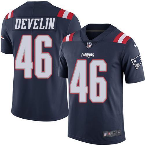 Nike New England Patriots #46 James Develin Navy Blue Stitched NFL Limited Rush Jersey