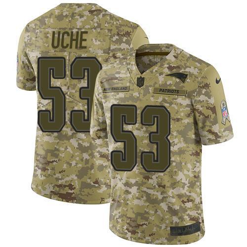 Nike New England Patriots #53 Josh Uche Camo Stitched NFL Limited 2018 Salute To Service Jersey