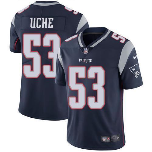 Nike New England Patriots #53 Josh Uche Navy Blue Team Color Stitched NFL Vapor Untouchable Limited Jersey