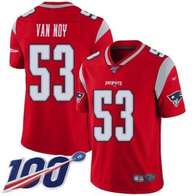 Nike New England Patriots #53 Kyle Van Noy Red Stitched NFL Limited Inverted Legend 100th Season Jersey