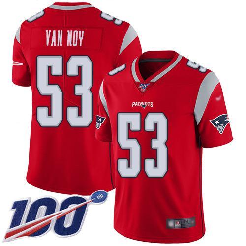 Nike New England Patriots #53 Kyle Van Noy Red Stitched NFL Limited Inverted Legend 100th Season Jersey