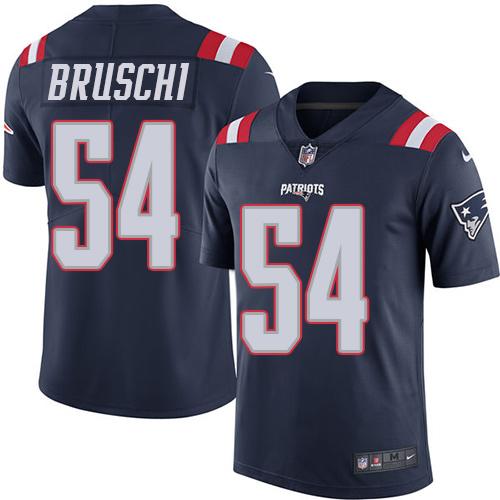 Nike New England Patriots #54 Tedy Bruschi Navy Blue Stitched NFL Limited Rush Jersey