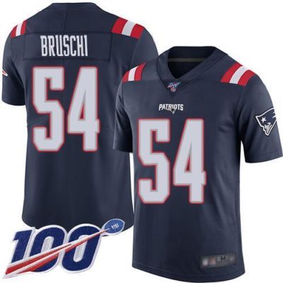 Nike New England Patriots #54 Tedy Bruschi Navy Blue Stitched NFL Limited Rush 100th Season Jersey