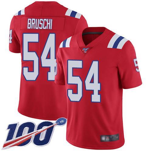 Nike New England Patriots #54 Tedy Bruschi Red Alternate Stitched NFL 100th Season Vapor Limited Jersey