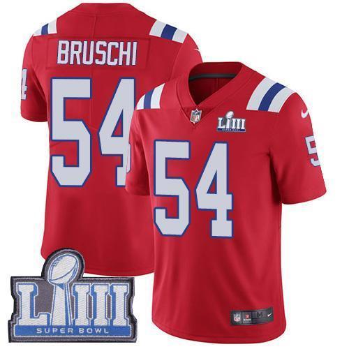 Nike New England Patriots #54 Tedy Bruschi Red Alternate Super Bowl LIII Bound Stitched NFL Vapor Untouchable Limited Jersey