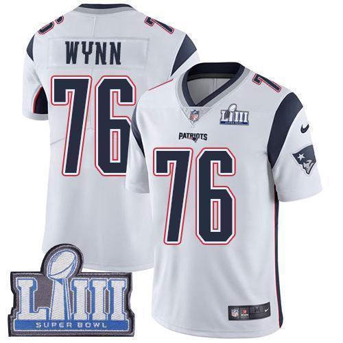 Nike New England Patriots #76 Isaiah Wynn White Super Bowl LIII Bound Stitched NFL Vapor Untouchable Limited Jersey