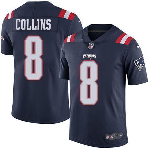 Nike New England Patriots #8 Jamie Collins Sr Navy Blue Stitched NFL Limited Rush Jersey