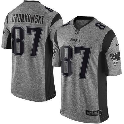 Nike New England Patriots #87 Rob Gronkowski Gray Stitched NFL Limited Gridiron Gray Jersey
