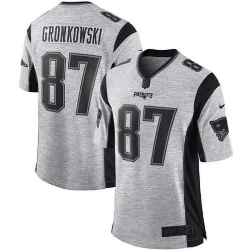 Nike New England Patriots #87 Rob Gronkowski Gray Stitched NFL Limited Gridiron Gray II Jersey